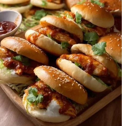 Delicious cheesy dynamite chicken buns, crispy and cheesy sandwich filled with spicy chicken.