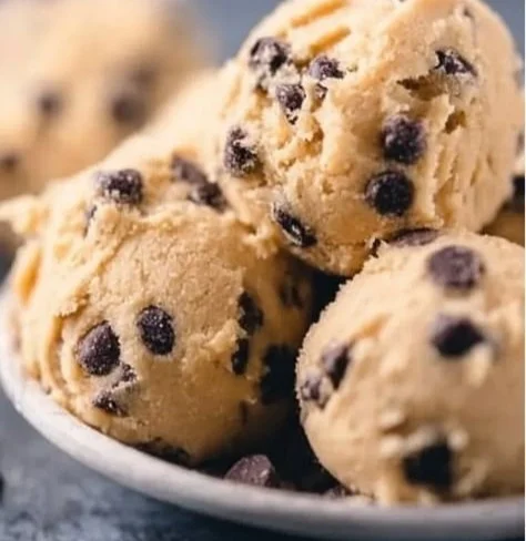Delicious edible cookie dough in a colorful bowl