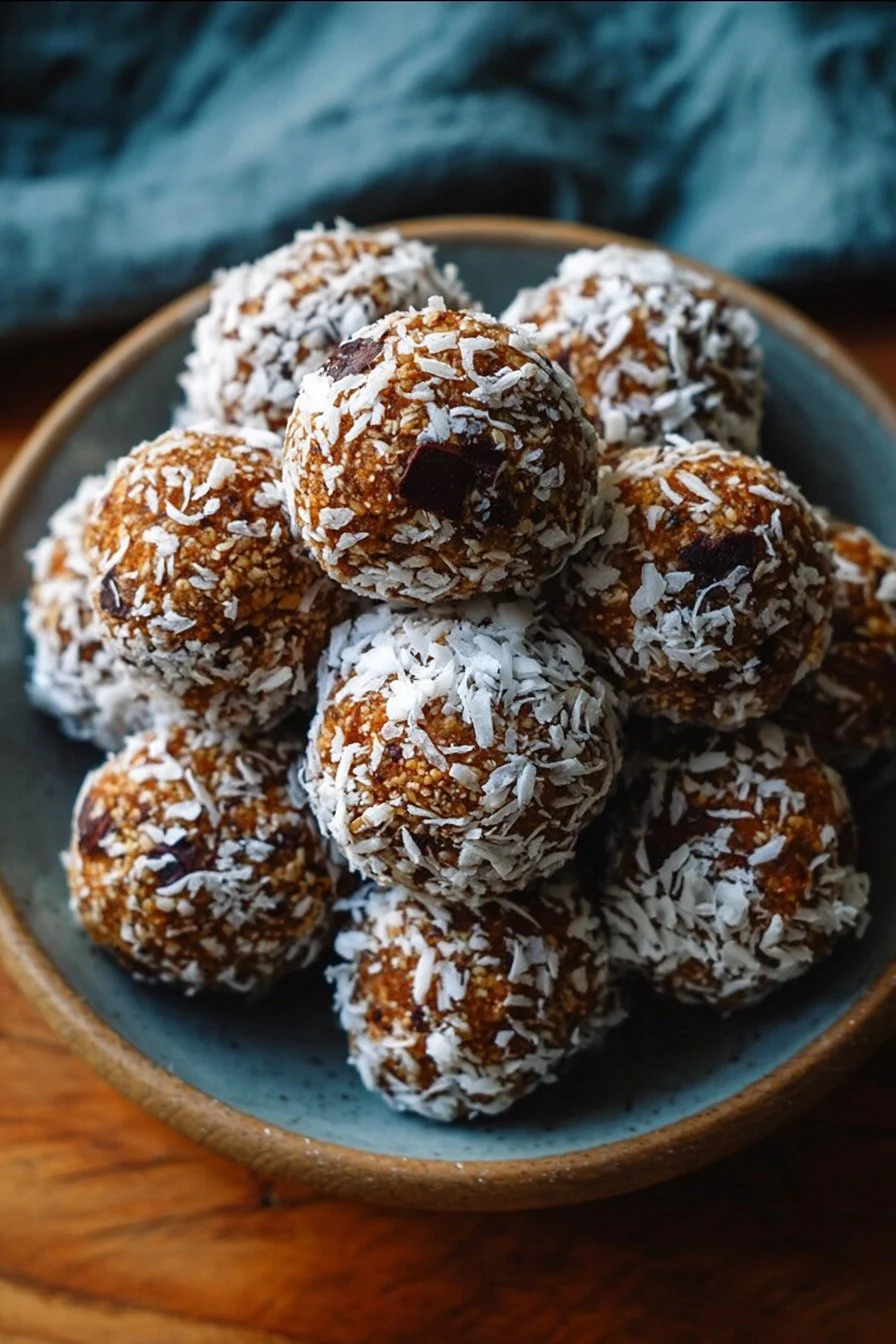 Homemade energy balls made with oats, nuts, and seeds for a healthy snack.