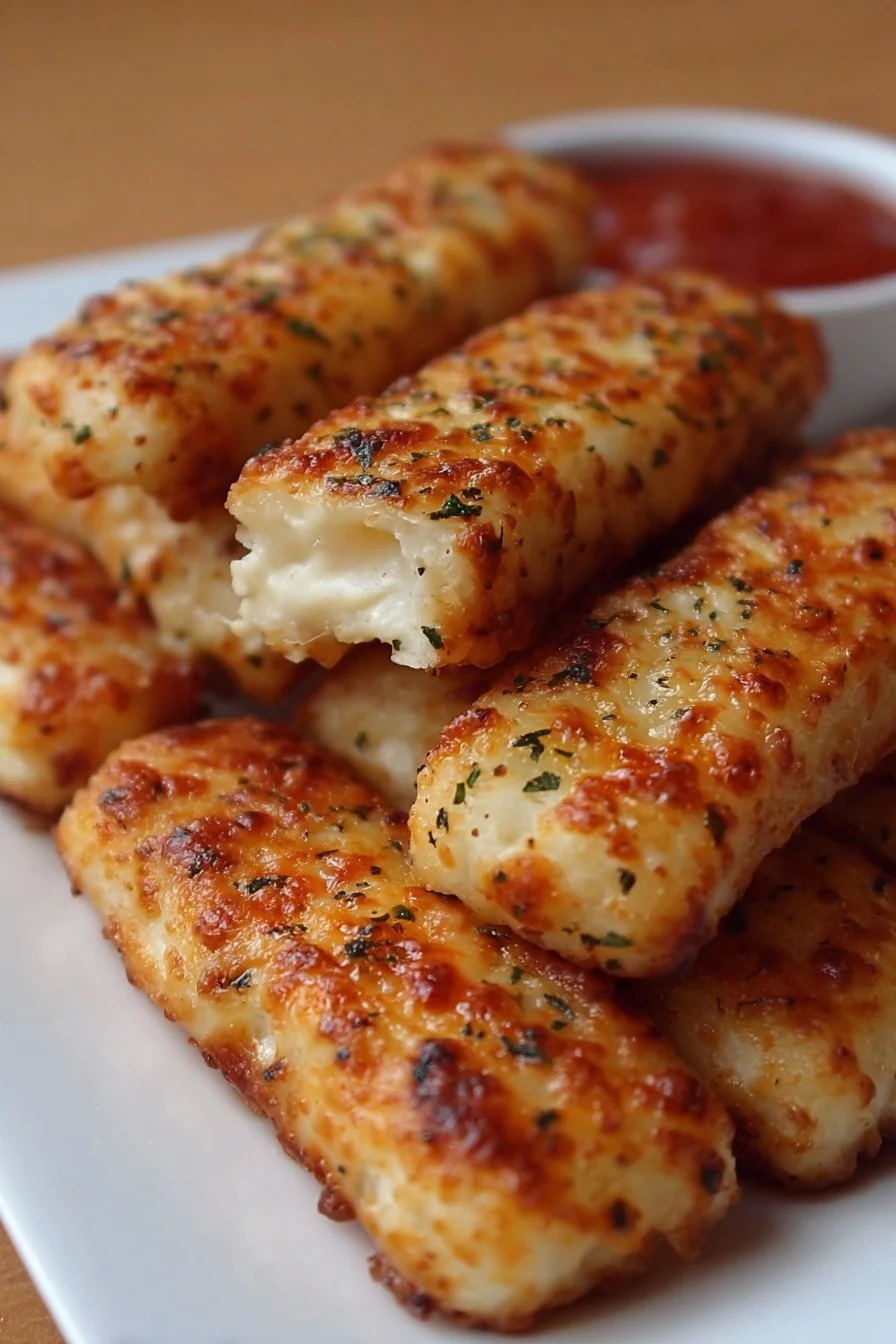 Delicious homemade Pizza Hut cheese sticks served warm with marinara sauce.