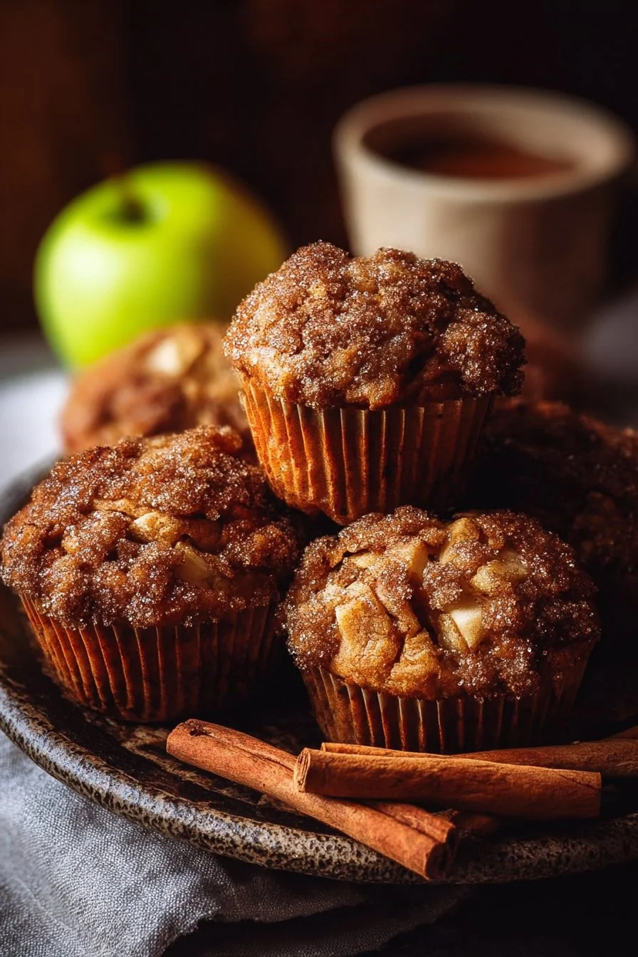 Delicious apple cinnamon muffins baked to golden perfection.