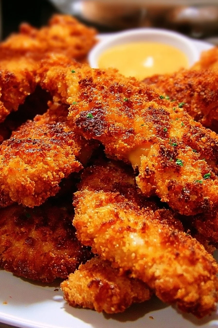 Delicious Crack Chicken Tenders served with dipping sauce