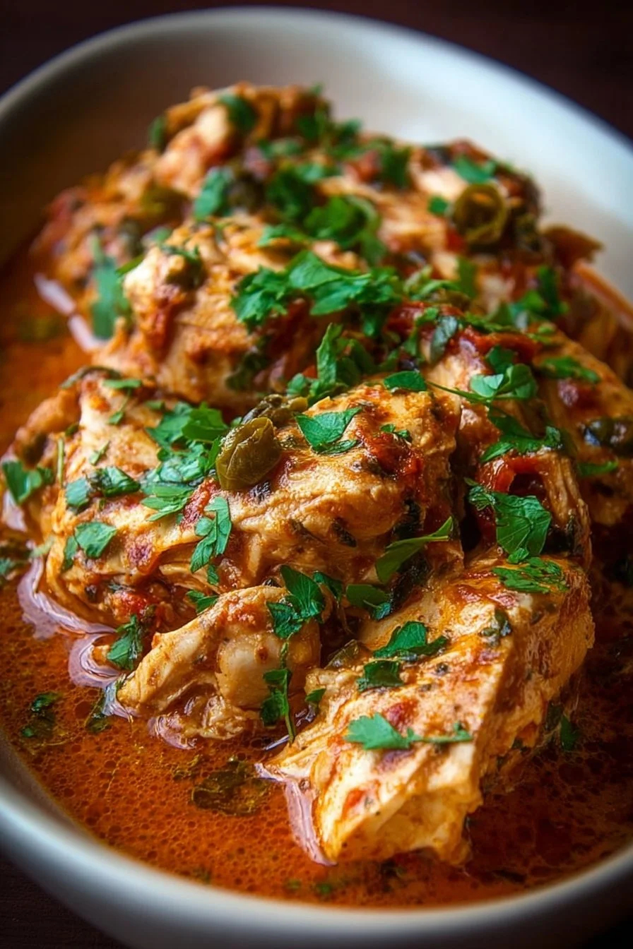 Crockpot Fiesta Chicken 2 Crockpot Fiesta Chicken served with colorful vegetables and spices