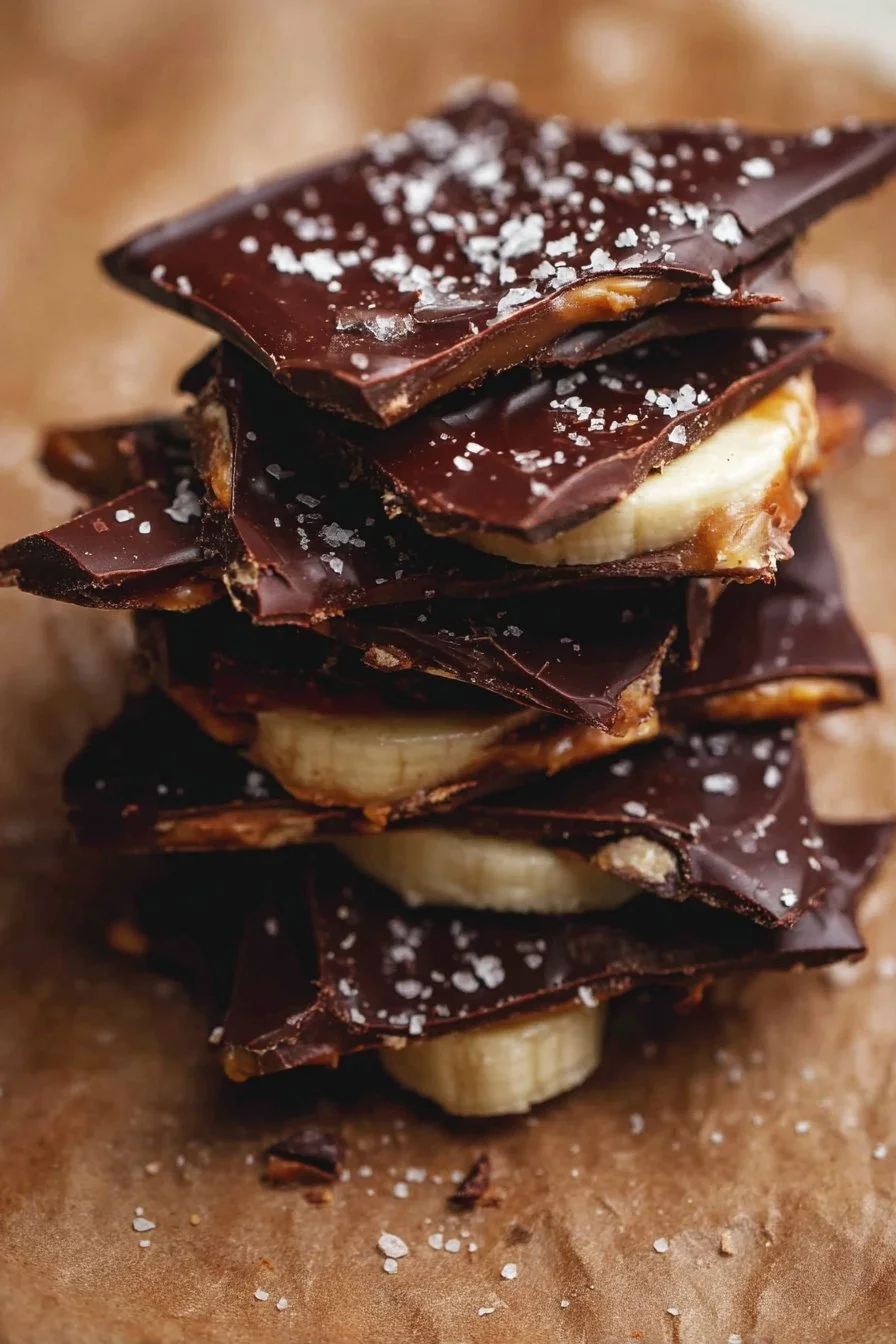Delicious chocolate banana bark recipe featuring bananas and chocolate toppings