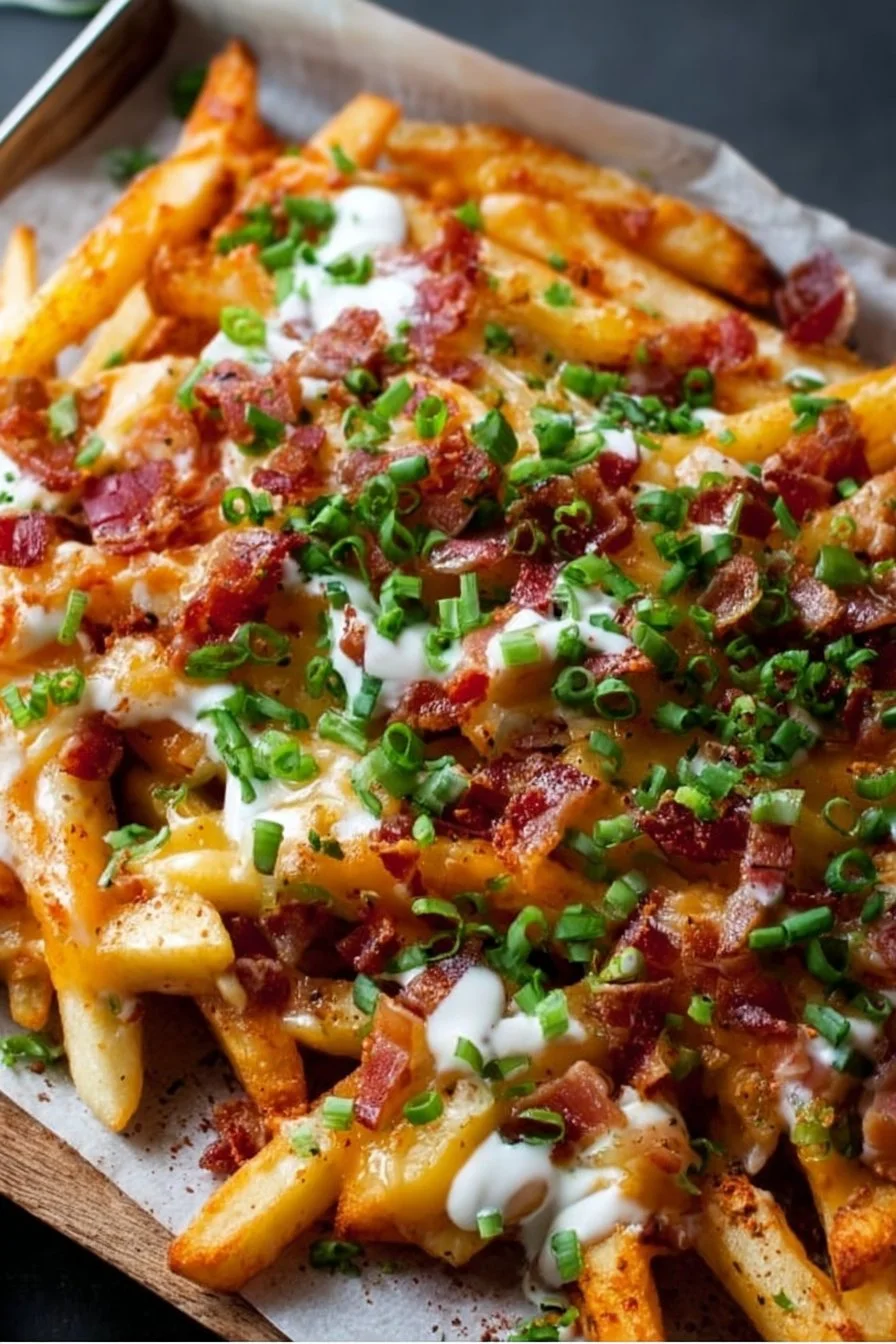 Amazing Loaded Fries Recipe - Easy & Delicious 2 Delicious loaded fries topped with cheese, bacon, and green onions