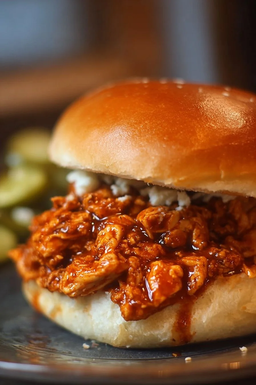 Cajun Chicken Sloppy Joes served on a plate with toppings