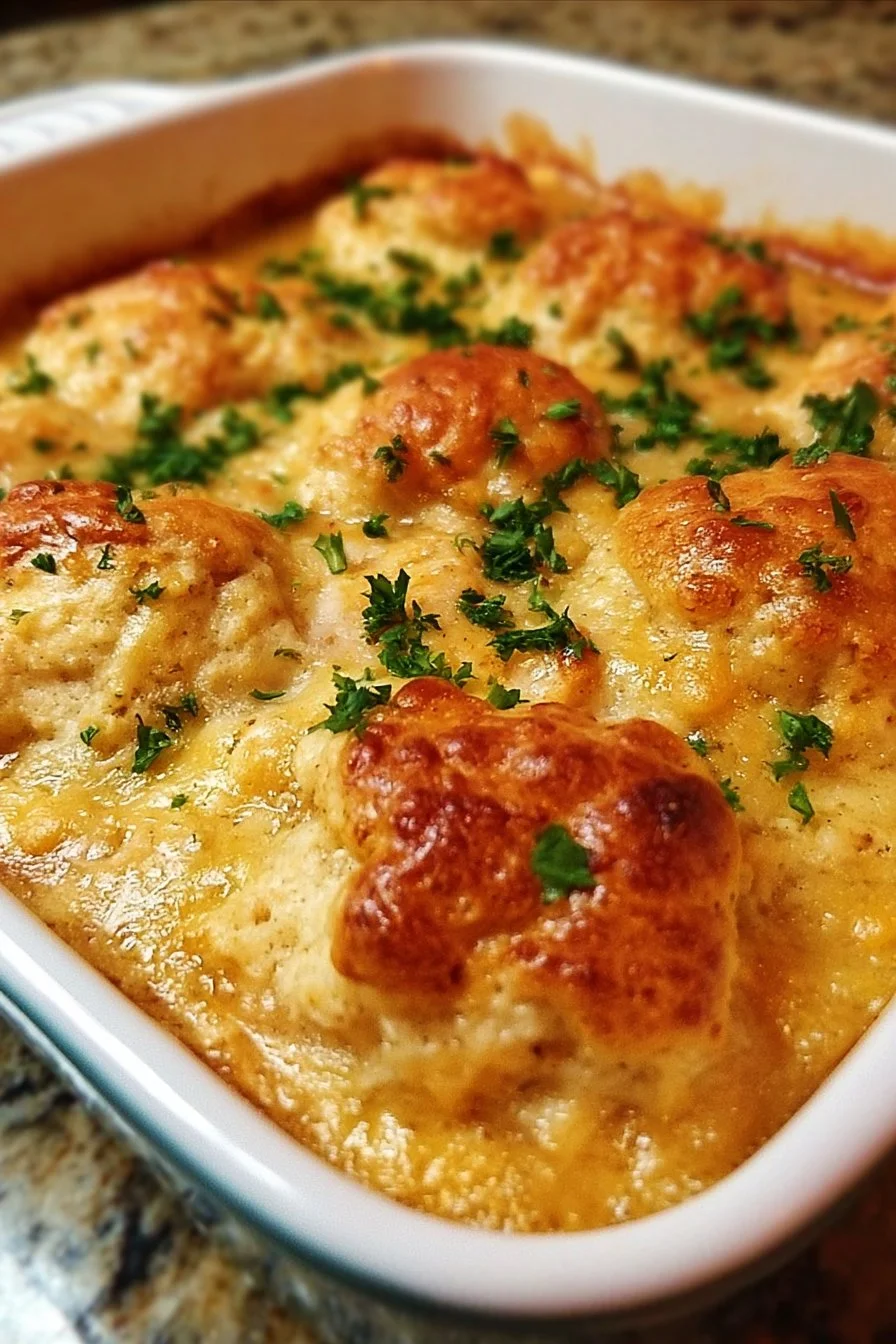 Cheddar Bay Chicken Cobbler 5 Cheddar Bay Chicken Cobbler topped with golden, flaky biscuits.