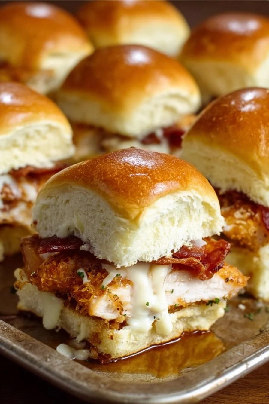 Delicious Chicken Bacon Ranch Sliders served on a platter