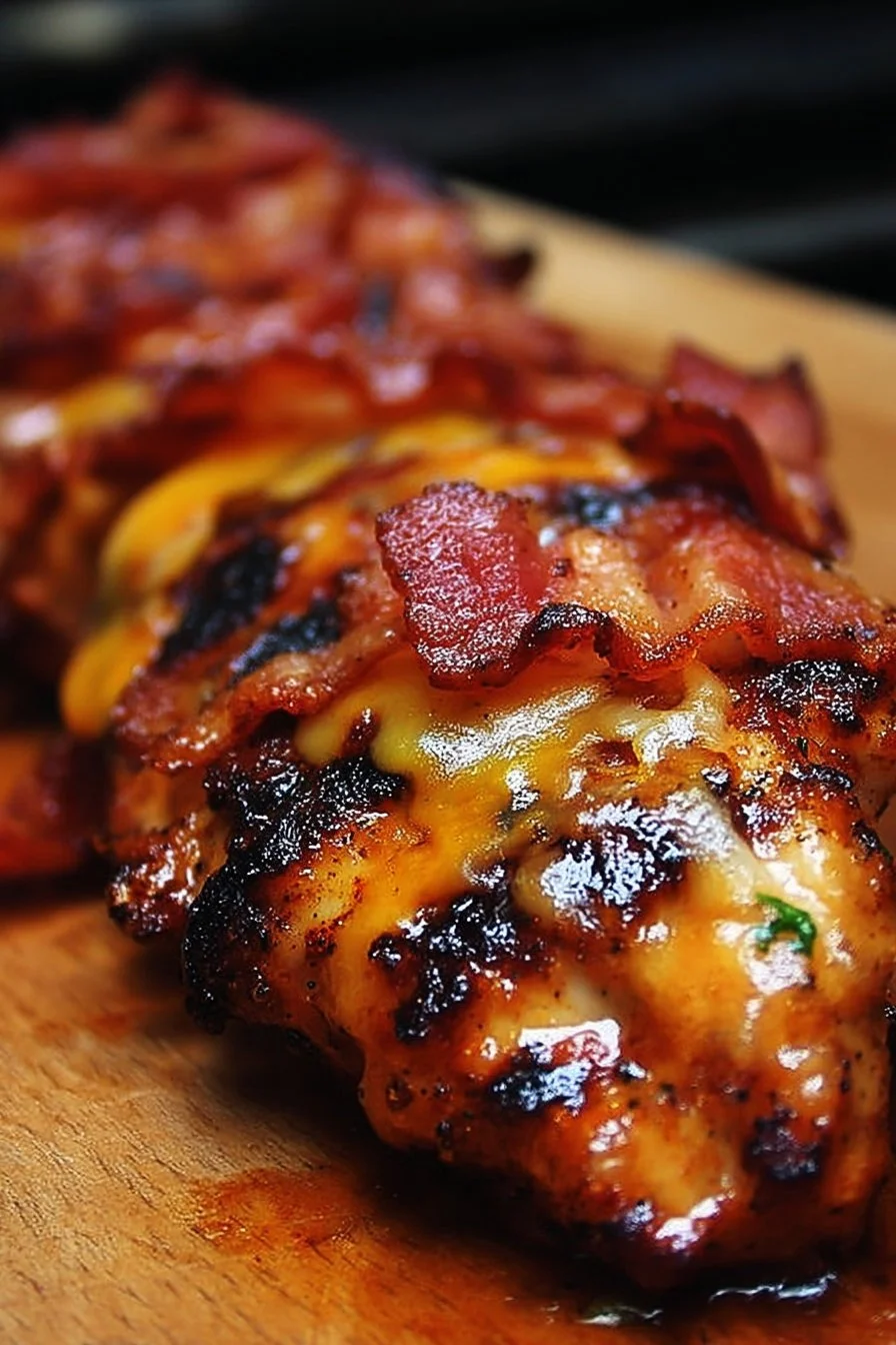 Delicious Cowboy BBQ Bacon Cheddar Chicken recipe featuring tender BBQ chicken with bacon and cheddar.