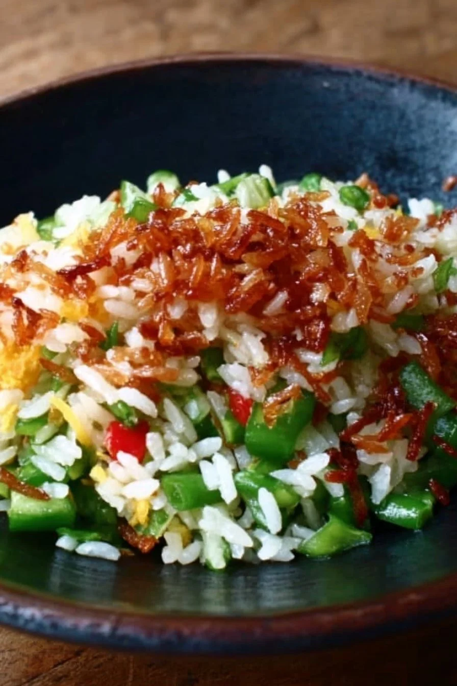 Crispy Rice Salad 2 Delicious Crispy Rice Salad with fresh vegetables and savory dressing