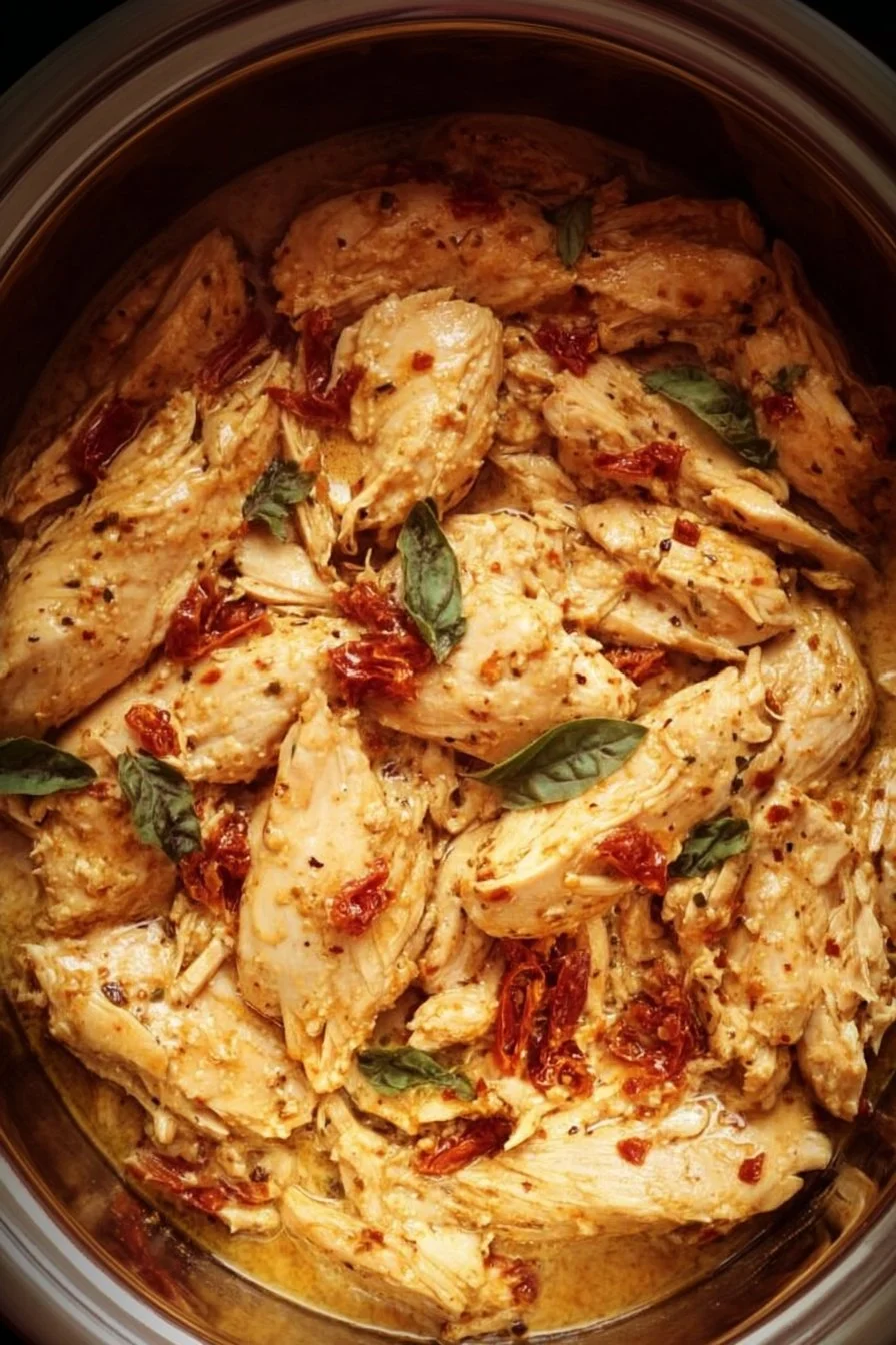 Crockpot Marry Me Chicken 2 Crockpot Marry Me Chicken recipe with creamy sauce and herbs served in a bowl.