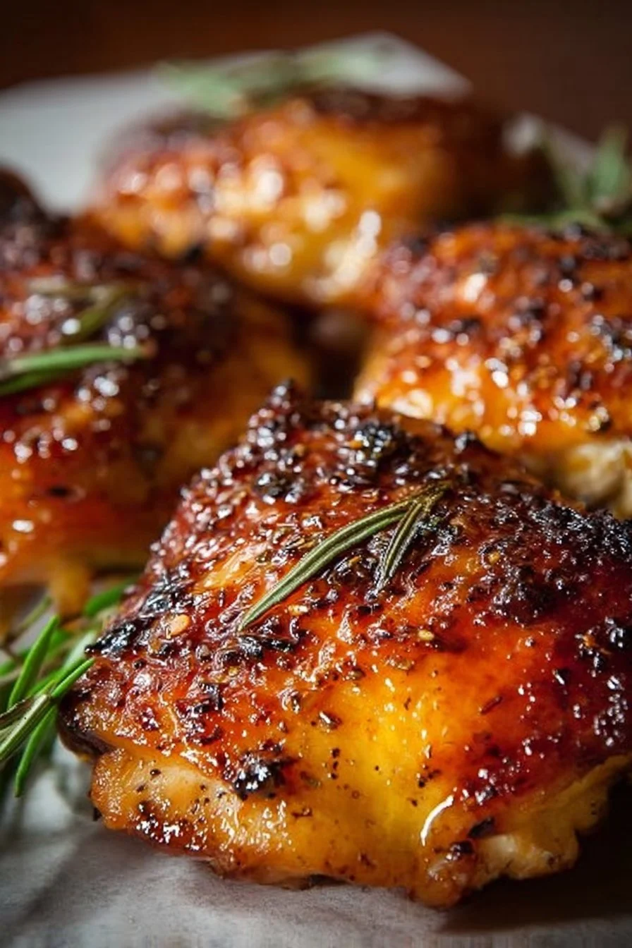 Juicy and flavorful baked chicken thighs on a plate