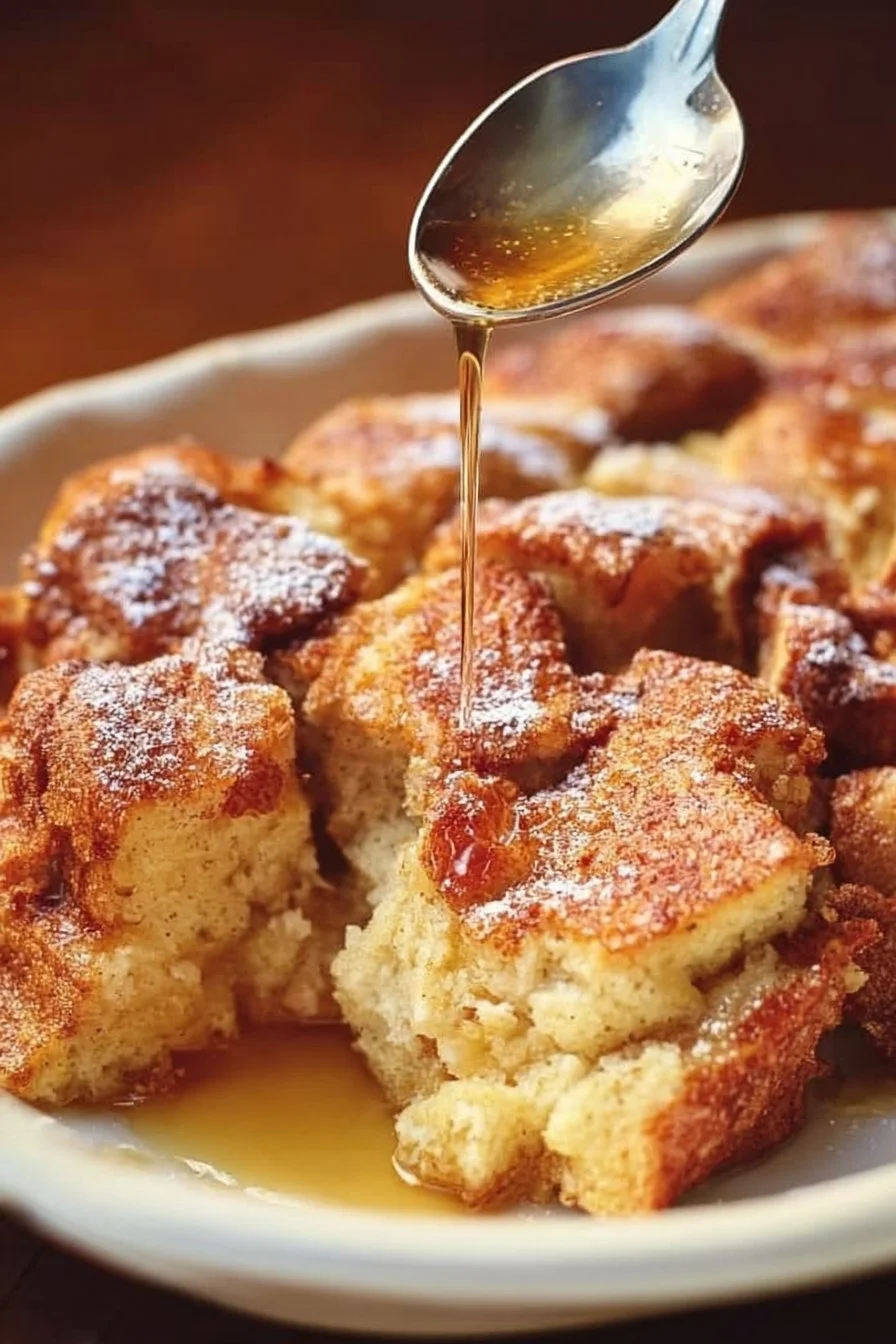 Easy Baked French Toast Casserole Recipe 2 Delicious baked French toast casserole topped with syrup and berries