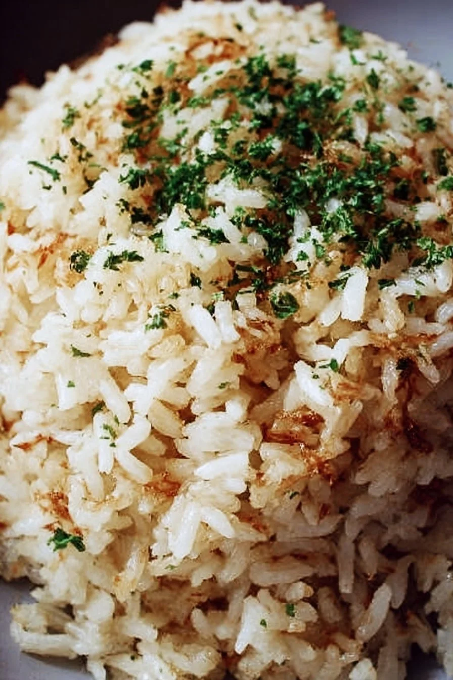 Garlic Parmesan Rice Recipe 2 Delicious Garlic Parmesan Rice served as a side dish