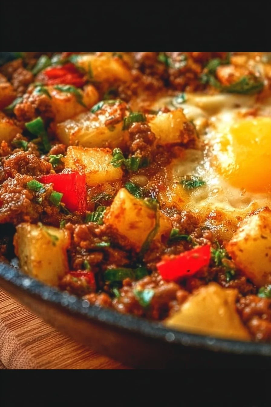 Ground Beef Potato Hash 2 Delicious Ground Beef Potato Hash served in a skillet