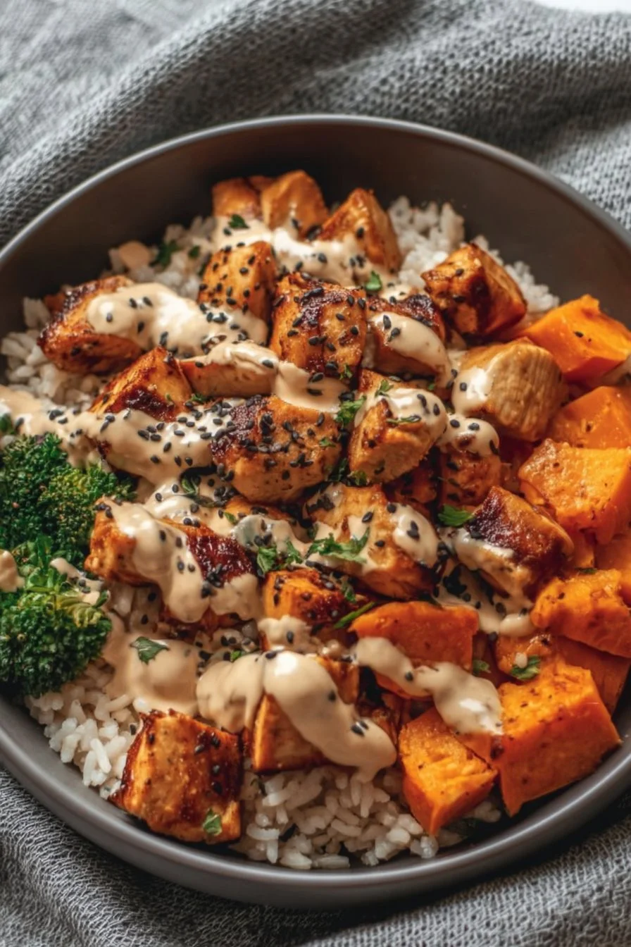 Healthy Chicken &amp; Sweet Potato Rice Bowl