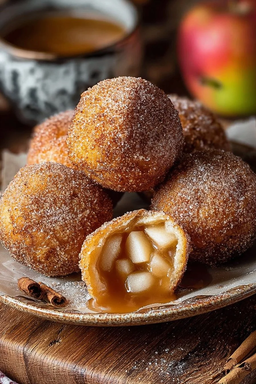 Air fryer apple pie bombs ready to serve, golden and filled with apple filling.
