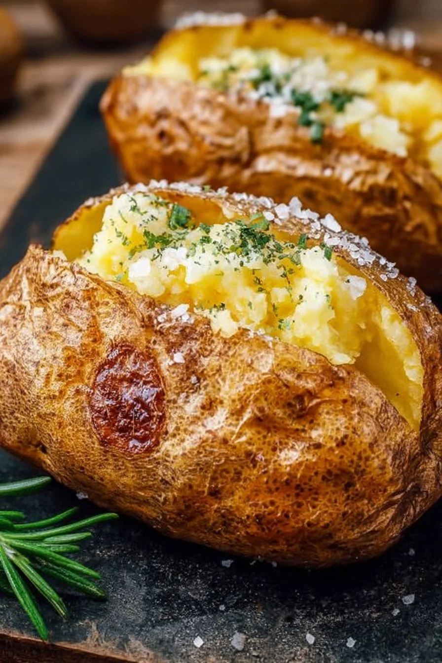 Delicious restaurant-style baked potatoes with various toppings