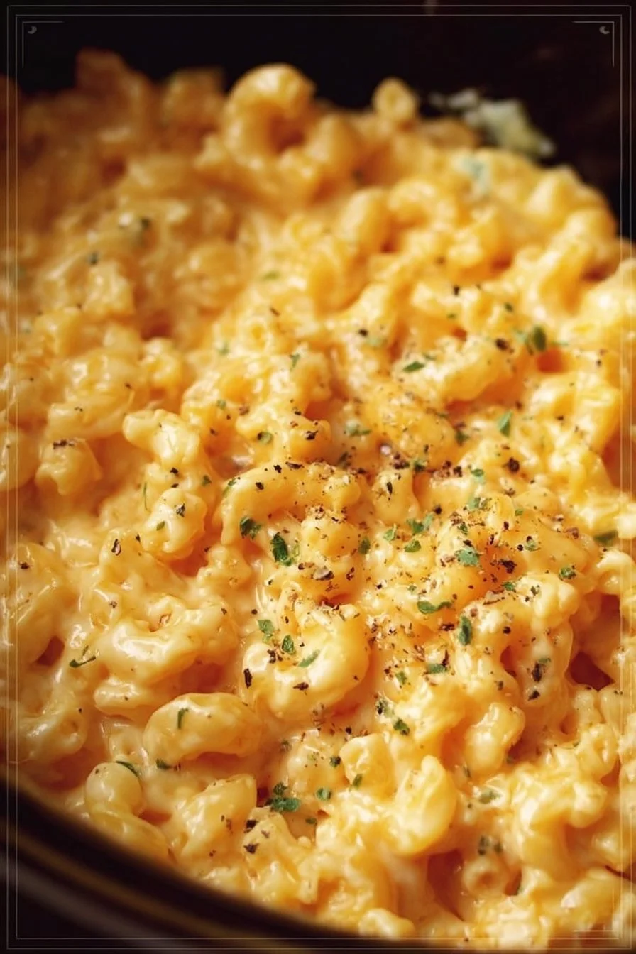 Slow Cooker Mac and Cheese 2 Creamy Slow Cooker Mac and Cheese served in a bowl
