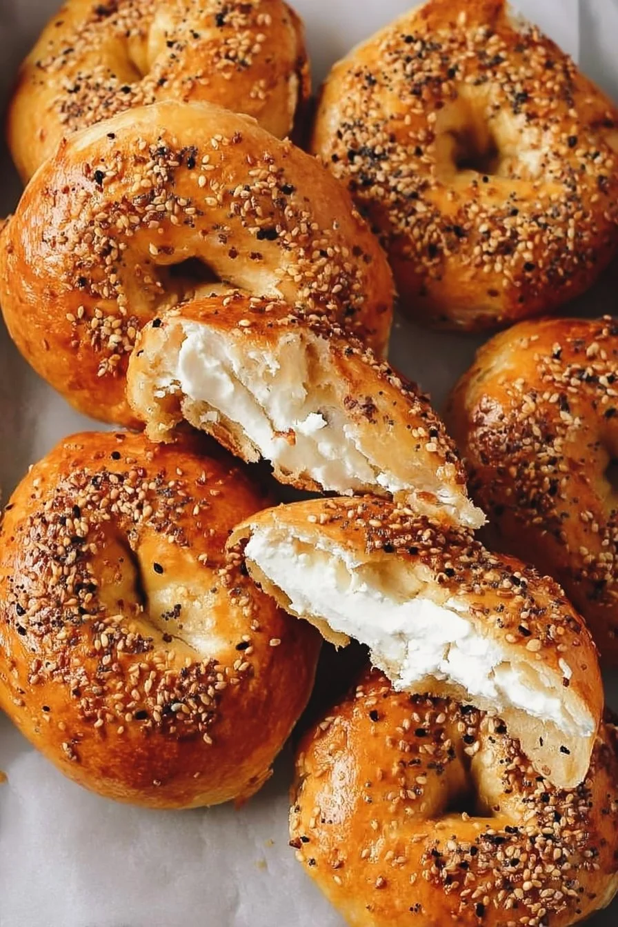 Homemade Air Fryer Protein Bagels ready to serve