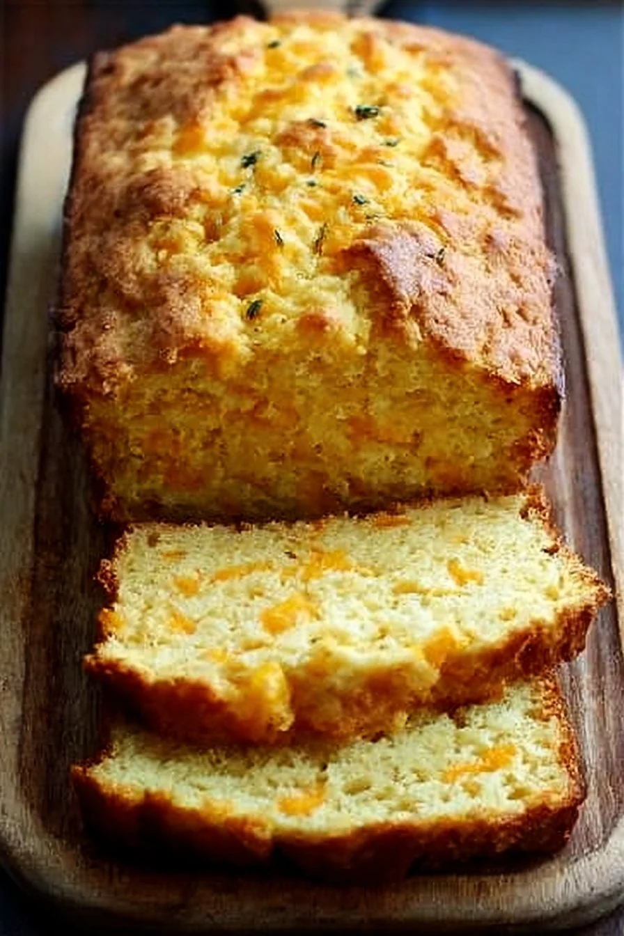 Cheddar Quick Bread 2 Freshly baked cheddar quick bread with a golden crust
