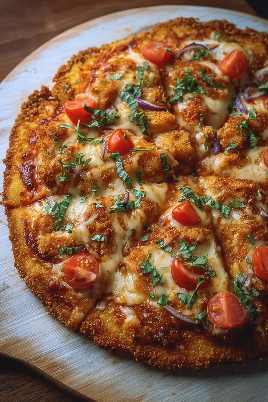 Chicken Crust Pizza 2 Delicious homemade Chicken Crust Pizza topped with fresh ingredients