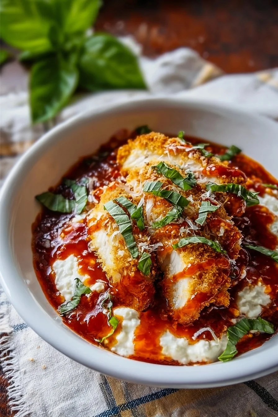 Chicken Parmesan Cottage Cheese Bowl 2 Healthy Chicken Parmesan Cottage Cheese Bowl with fresh ingredients and flavor