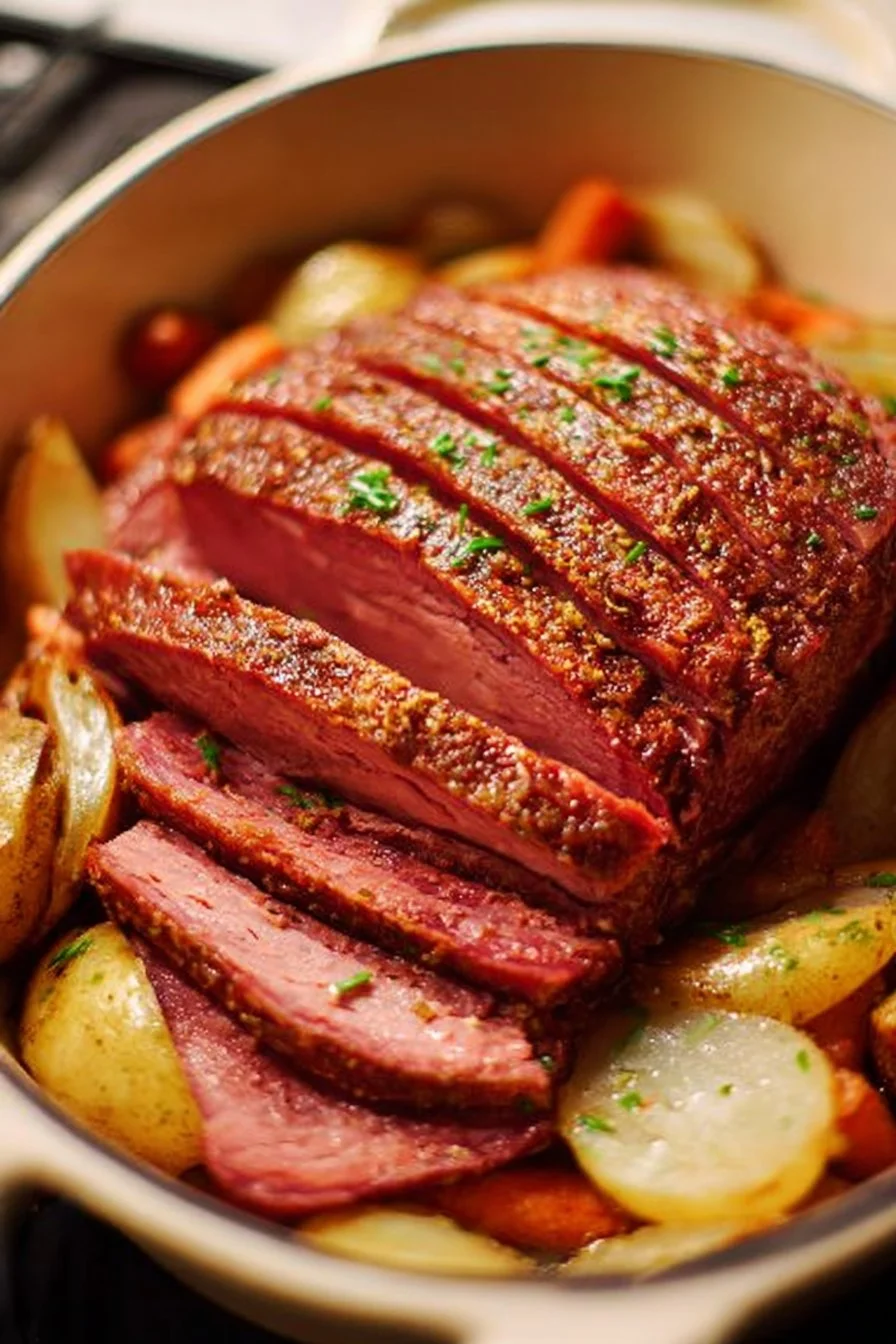 Corned Beef in a Dutch Oven 2 Delicious corned beef prepared in a Dutch oven for a hearty meal