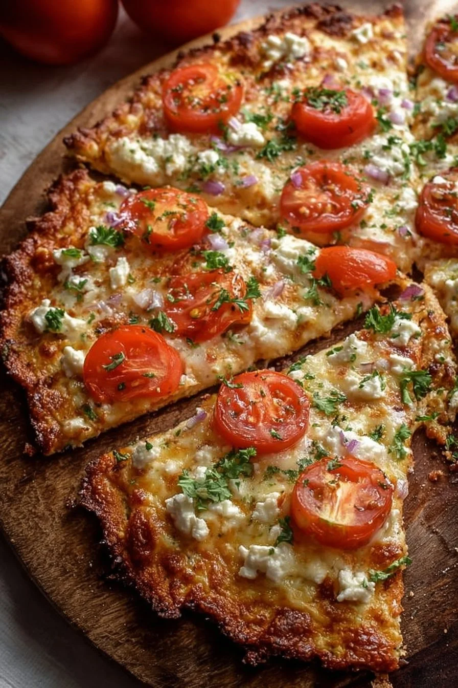Cottage Cheese Flatbread Pizza 2 Cottage Cheese Flatbread Pizza topped with fresh vegetables and herbs