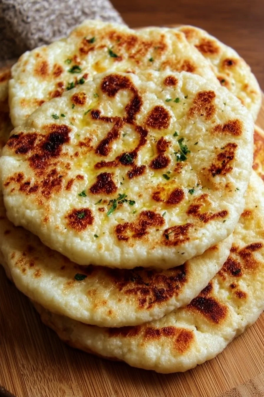Homemade Cottage Cheese Flatbreads topped with fresh herbs and spices