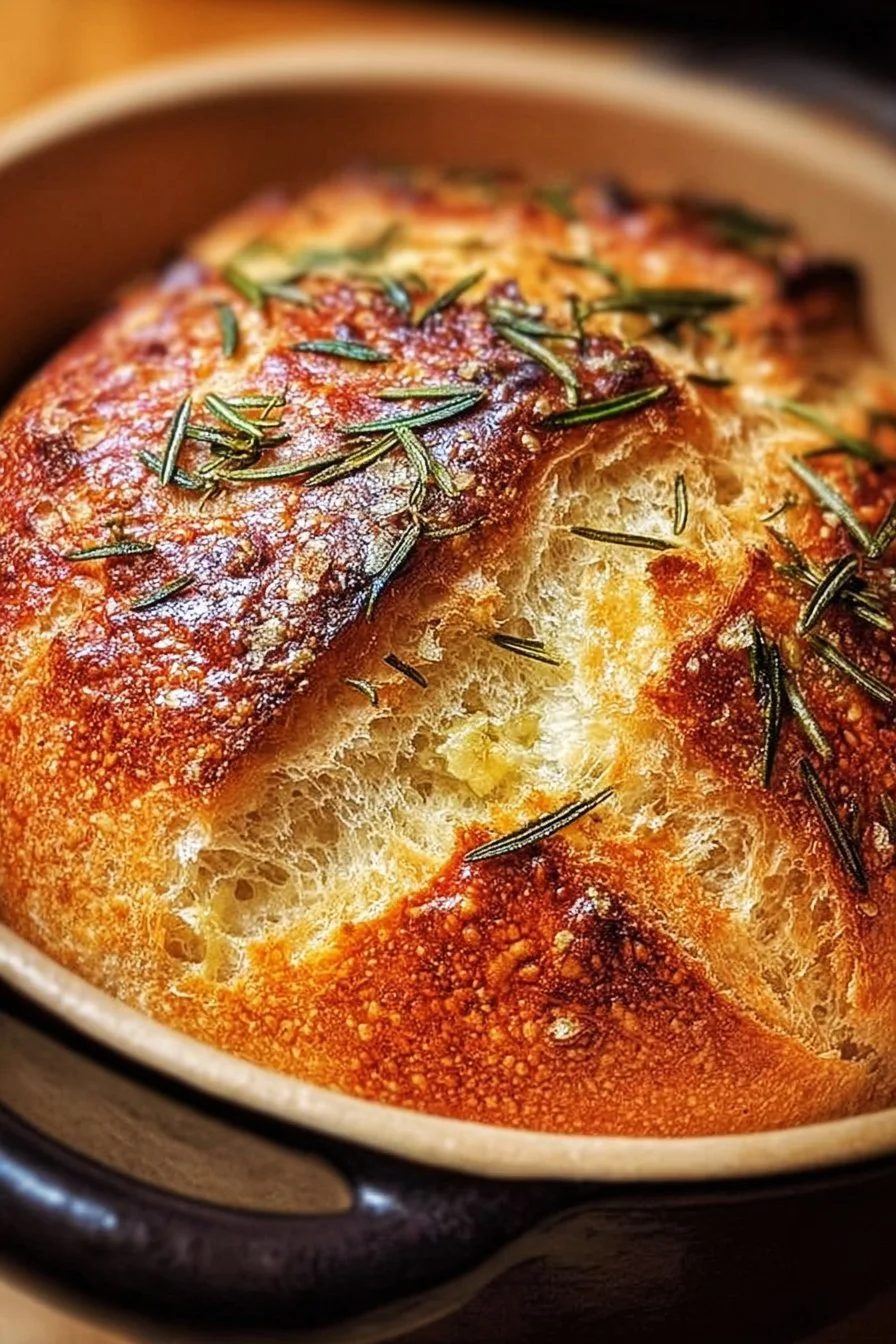 Dutch Oven Garlic Rosemary Bread