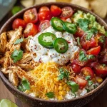 Easy cottage cheese chicken taco bowl with fresh toppings