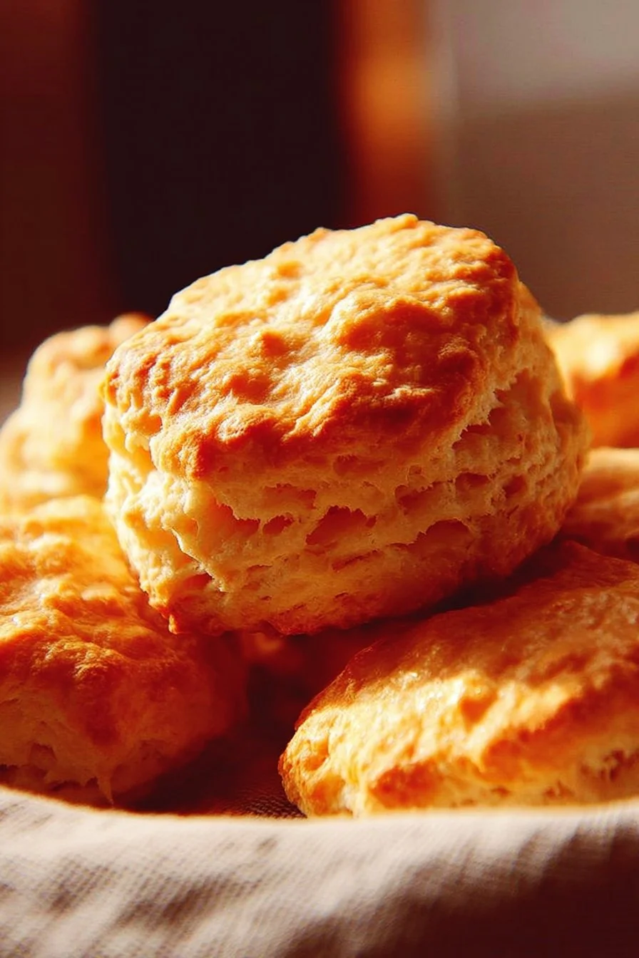 Flaky Biscuits 2 Freshly baked flaky biscuits stacked on a plate