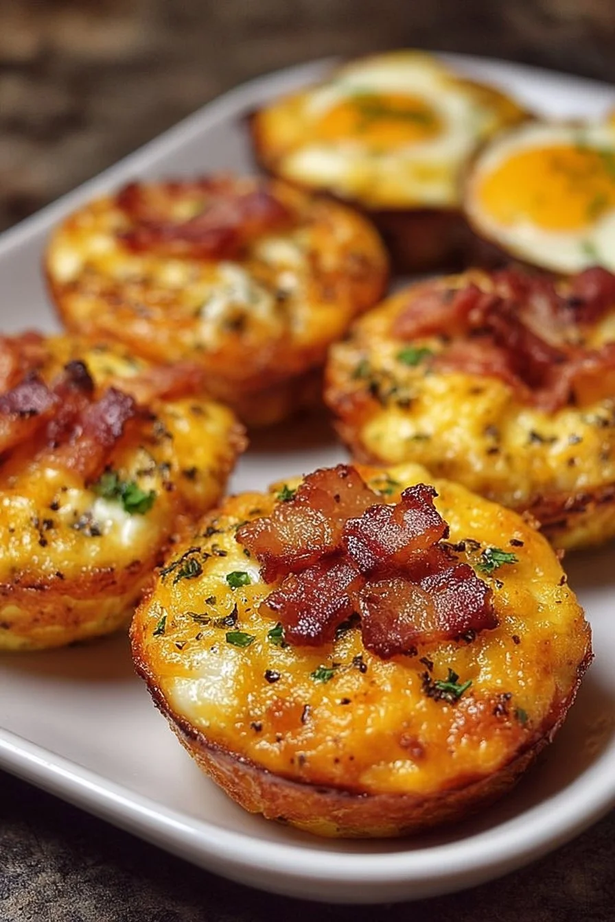 Keto Bacon Egg Muffins served on a plate for a healthy breakfast option