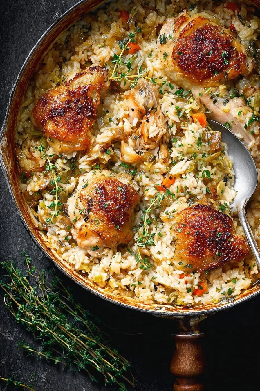 One-Pan Chicken and Rice Casserole 2 One-Pan Chicken and Rice Casserole with veggies and flavor-packed chicken