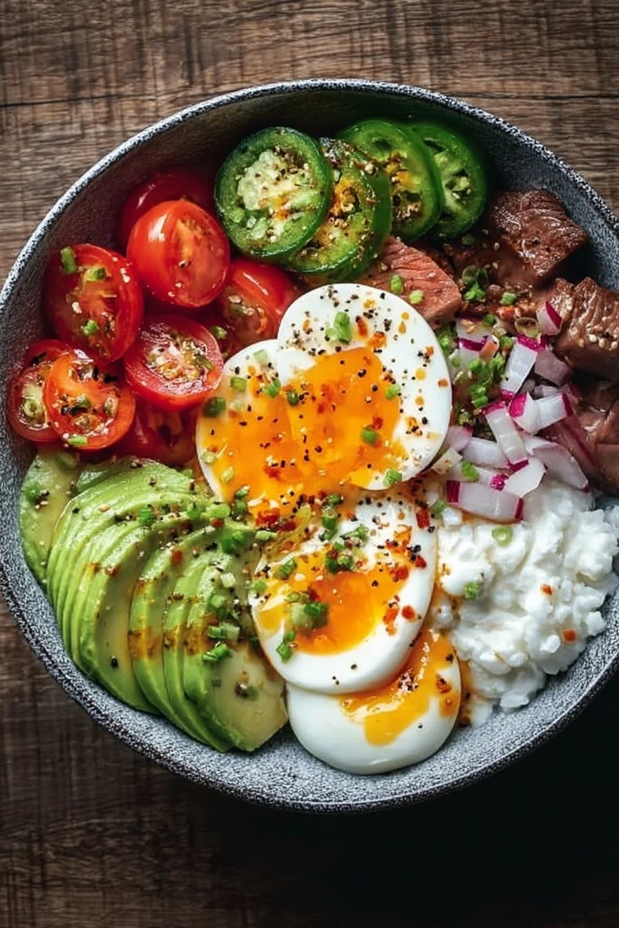 A vibrant and nutritious Protein Bowl topped with fresh ingredients.