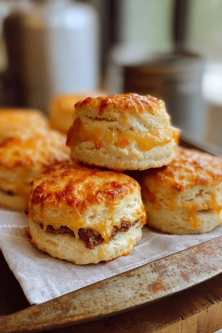Fluffy three-ingredient biscuits ready to serve with butter.