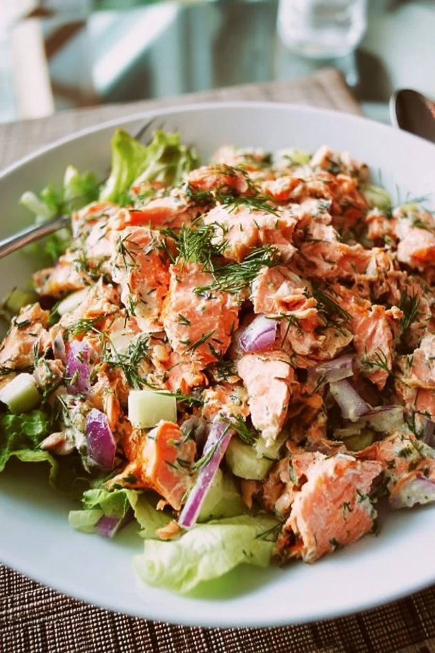 Salmon Salad 2 Fresh salmon salad with greens and vegetables