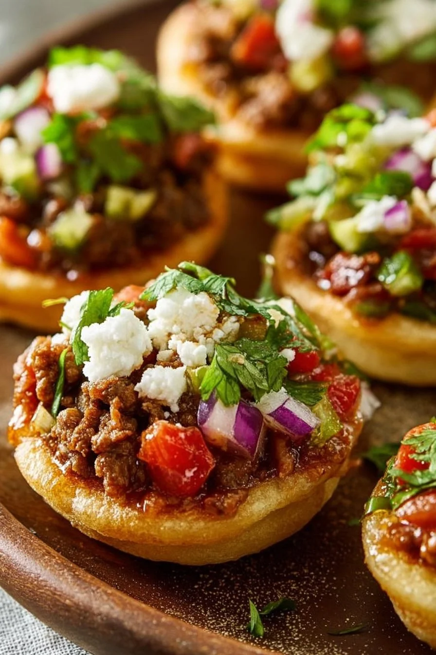 Delicious traditional Mexican picadillo sopes served with fresh toppings