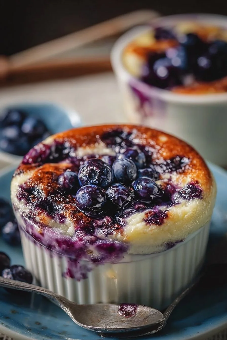 Baked blueberry breakfast bowls with cottage cheese