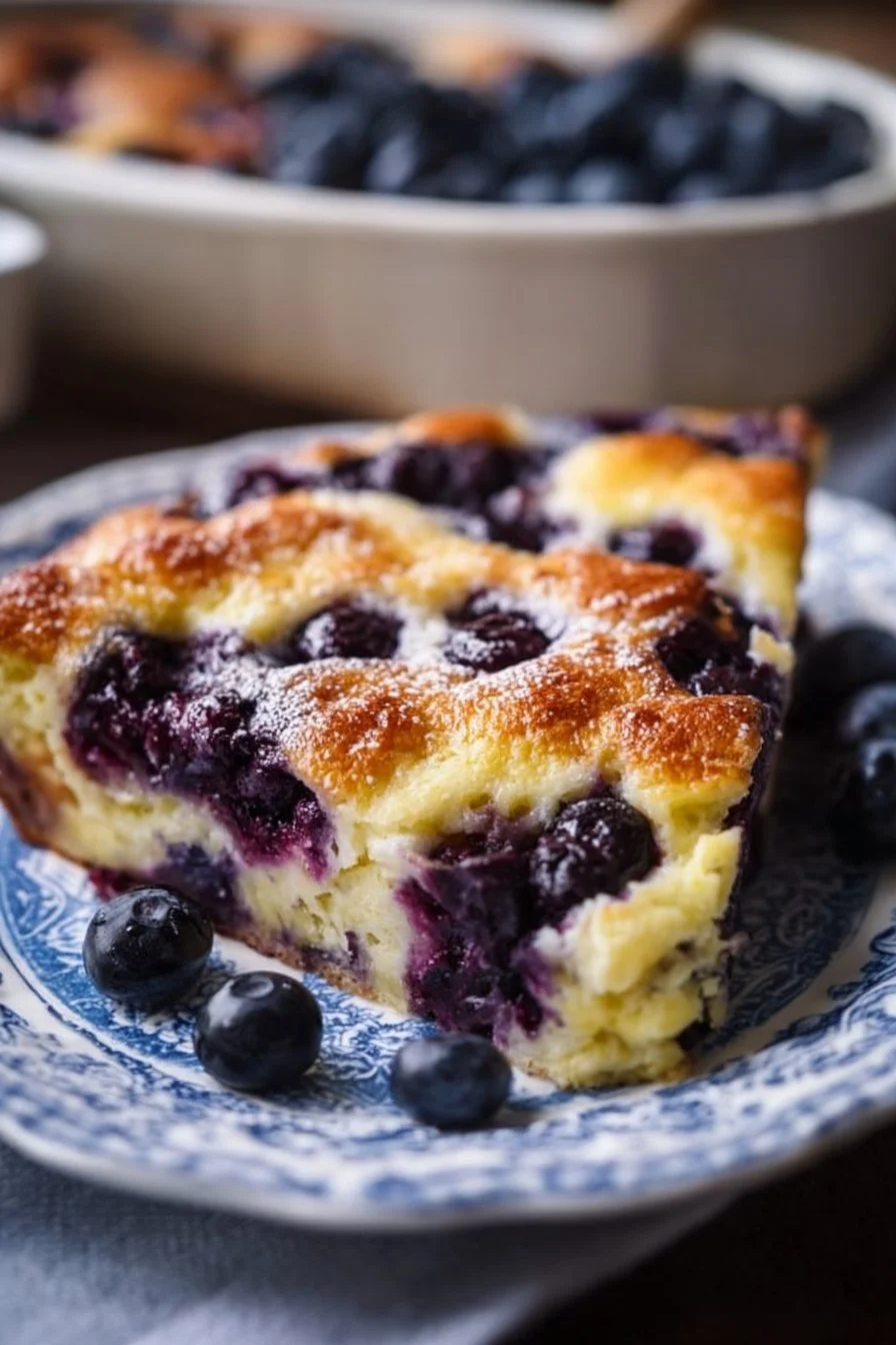 Delicious Blueberry Cottage Cheese Breakfast Bake served in a dish