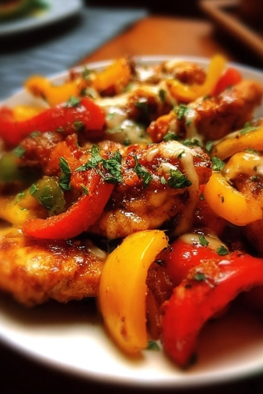 Cajun Chicken with Bell Peppers recipe served on a plate
