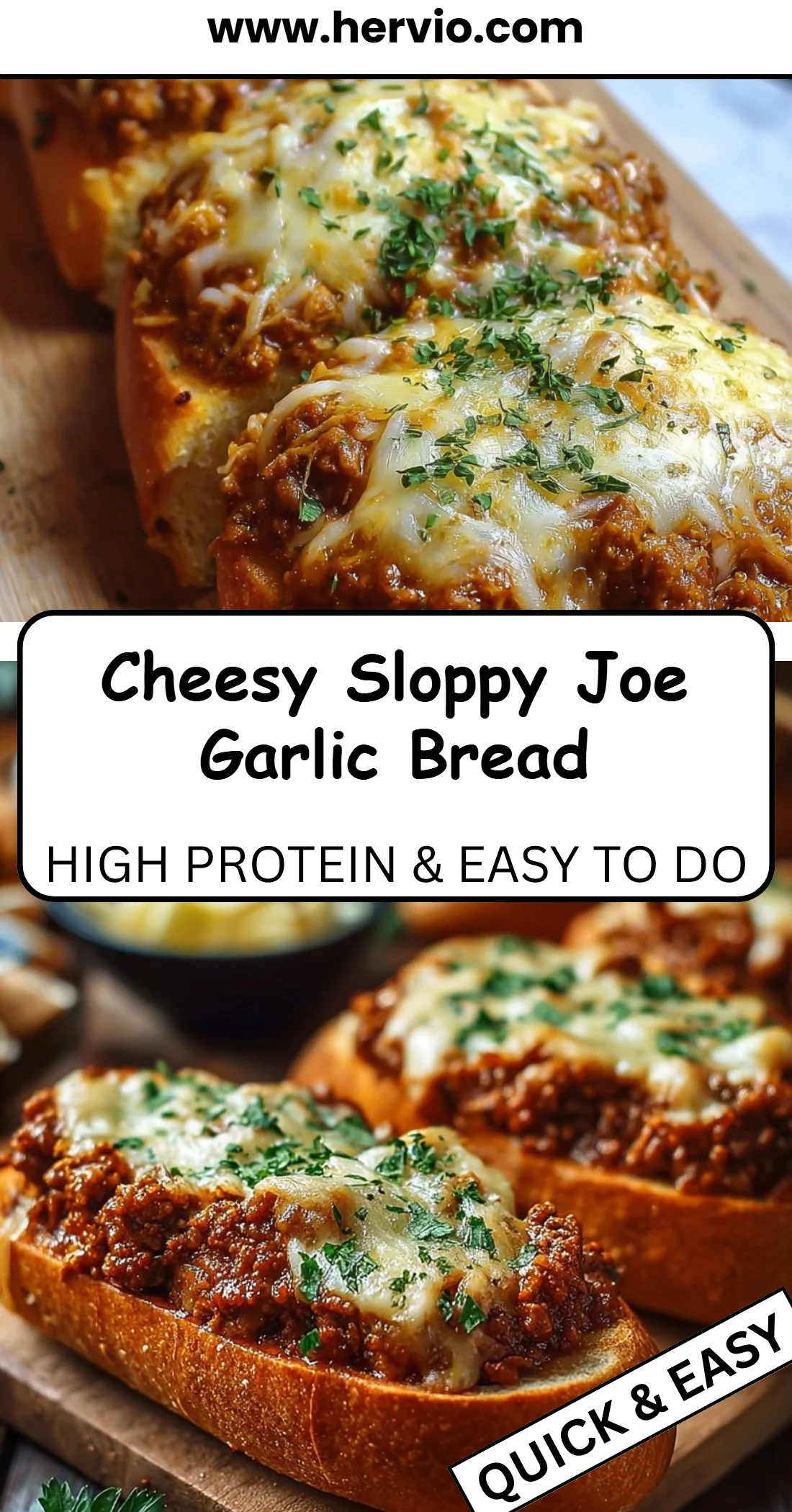 Cheesy Sloppy Joe Garlic Bread