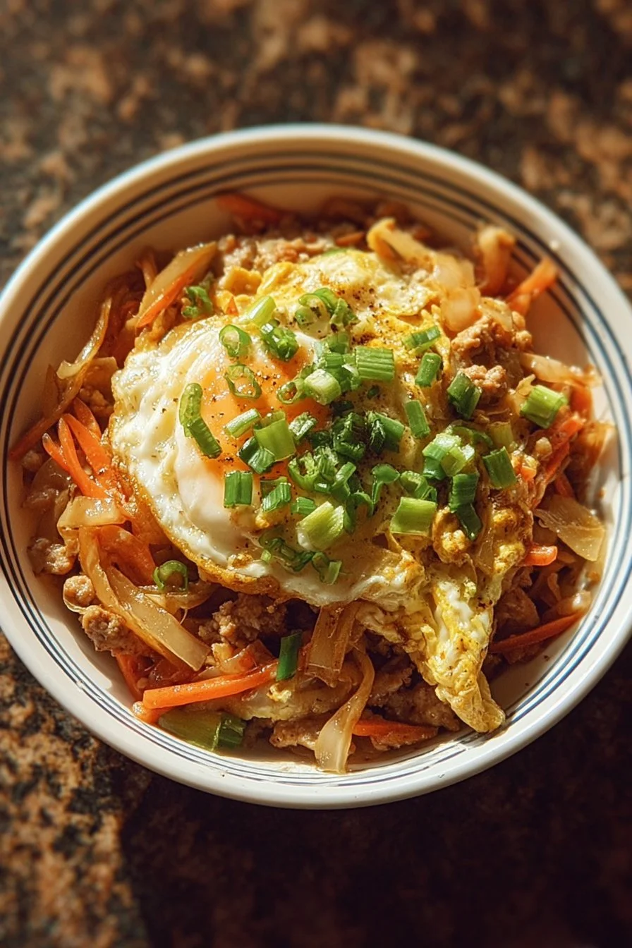 Delicious Chicken Egg Roll in a Bowl with fresh vegetables and savory chicken