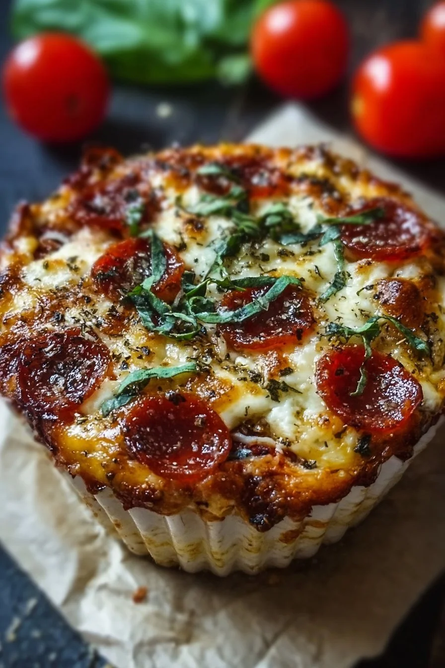Delicious Cottage Cheese Pizza Bowl topped with fresh vegetables and cheese