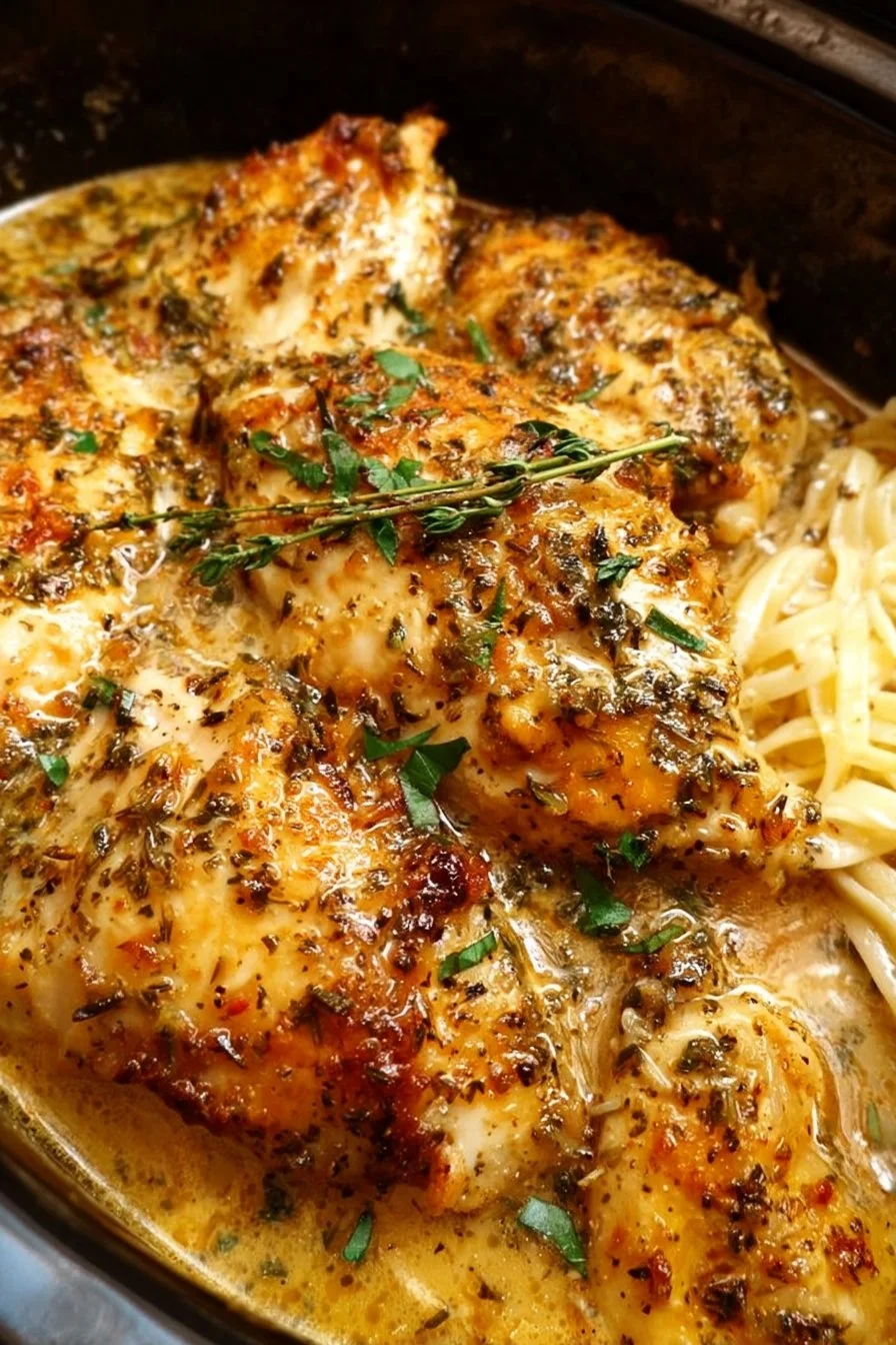 Crock Pot Angel Chicken dish served with rice and vegetables