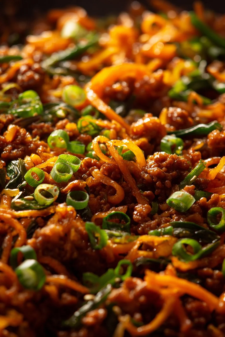 Delicious Egg Roll in a Bowl with fresh vegetables and savory meat