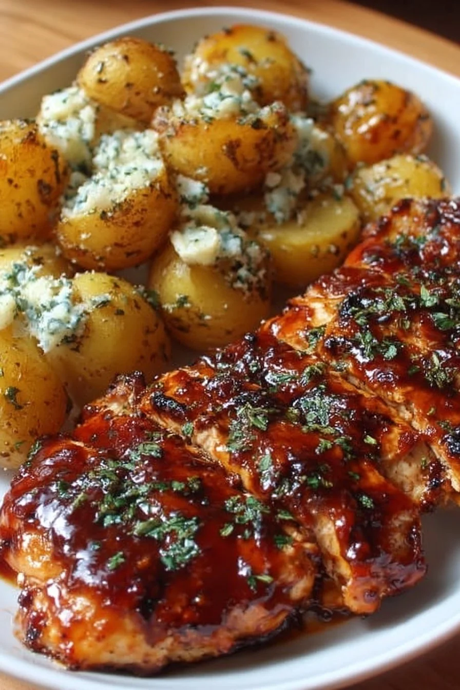 Honey BBQ Chicken with Garlic Parmesan Potatoes