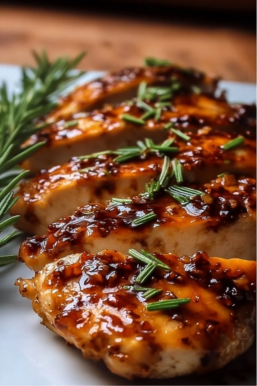 Delicious Honey Garlic Chicken Breasts served on a plate with vegetables