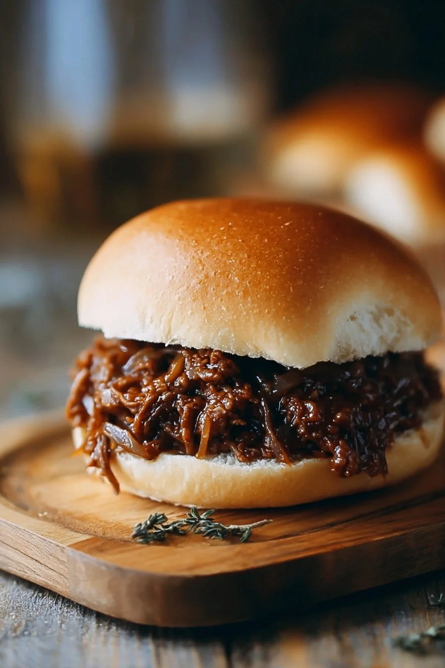Delicious French Onion Beef Sloppy Joes served on a plate